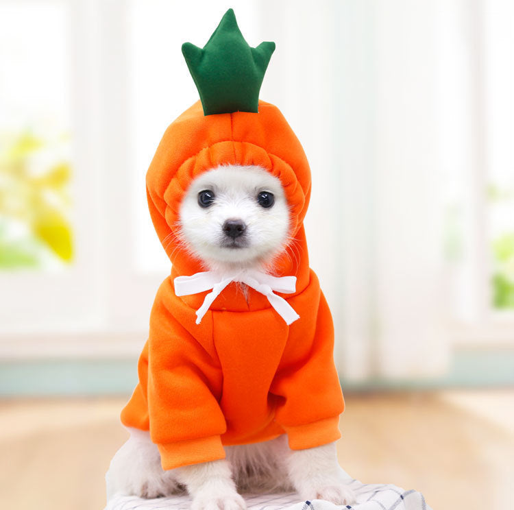 Fleece Dog Hoodie Sweater for Small Breeds – Cute Fruit Design Winter Warm Pet Clothing