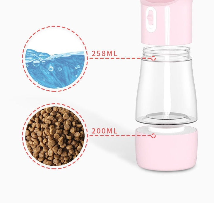 Portable Dog Water Bottle with Food Container – 2-in-1 Leak-Proof Travel Dispenser for Pets