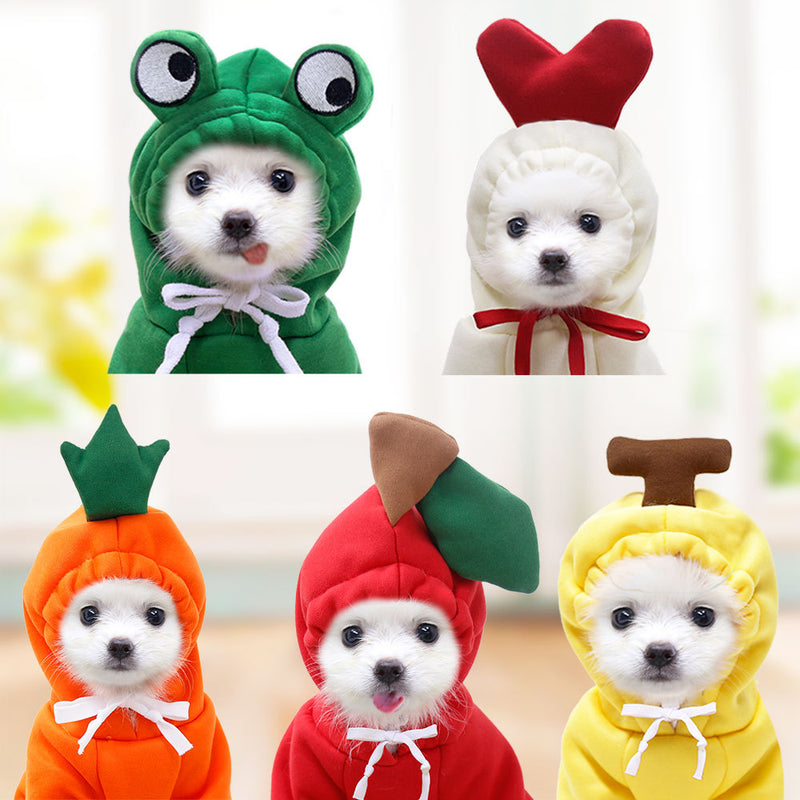 Fleece Dog Hoodie Sweater for Small Breeds – Cute Fruit Design Winter Warm Pet Clothing
