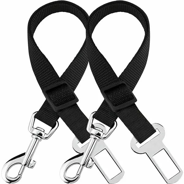 Pet Car Seatbelt Harness Lead 2-Pack – Adjustable Dog Cat Seat Belt for Safe Travel