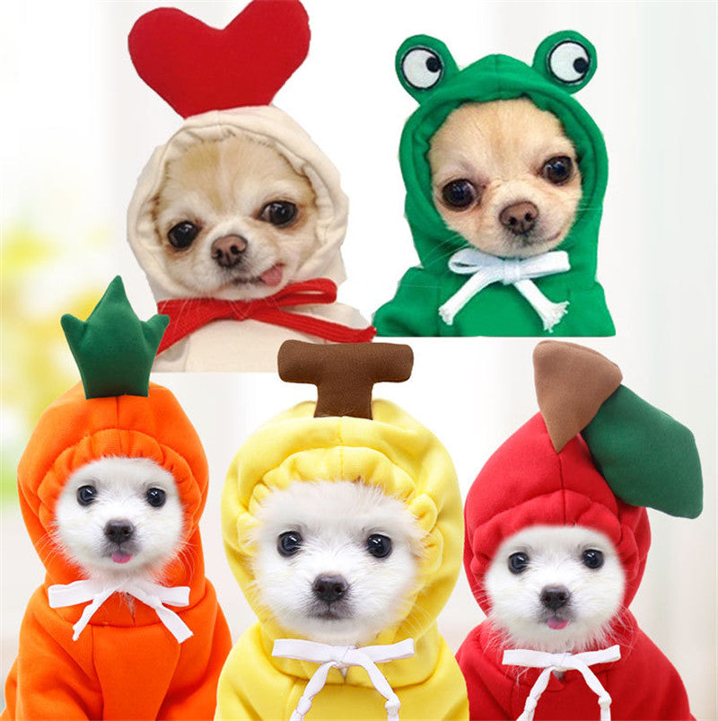 Fleece Dog Hoodie Sweater for Small Breeds – Cute Fruit Design Winter Warm Pet Clothing