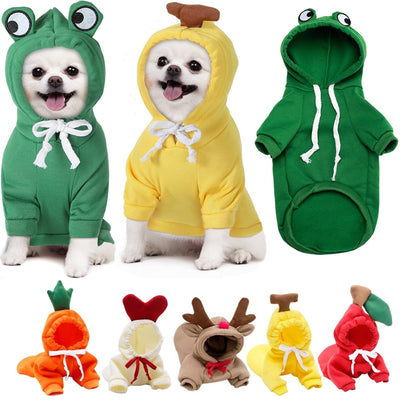 Fleece Dog Hoodie Sweater for Small Breeds – Cute Fruit Design Winter Warm Pet Clothing