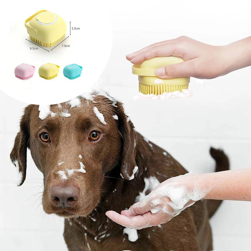 Pet Bathing Massage Brush – Silicone Shampoo Dispensing Glove for Dog & Cat Grooming