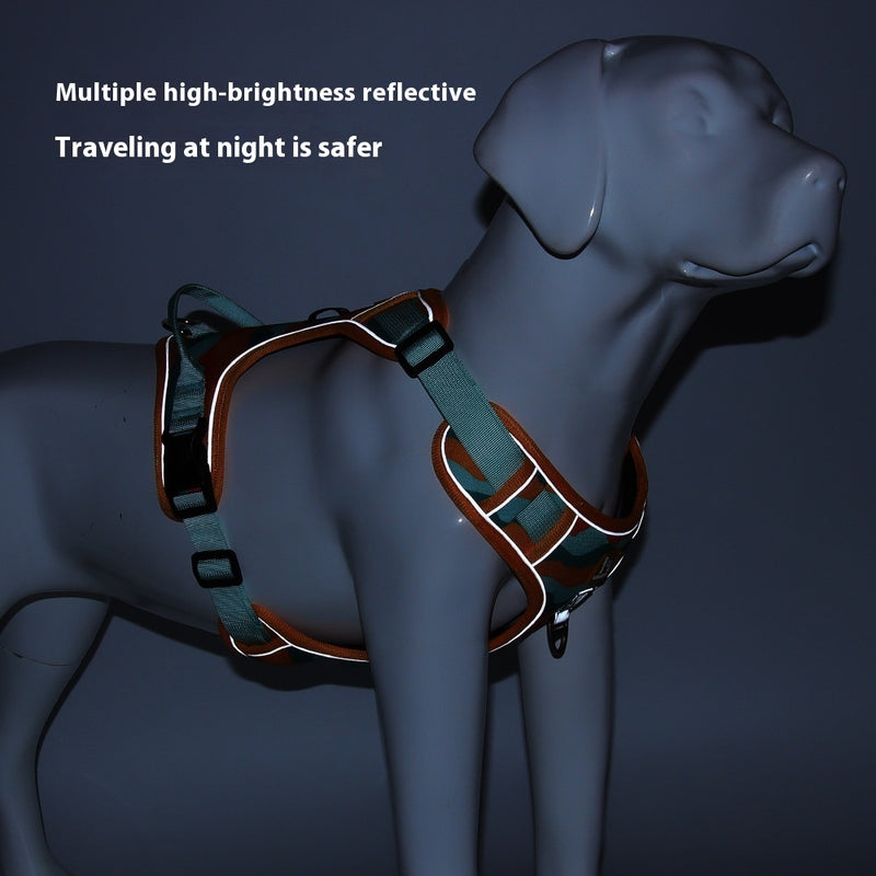 Dog Chest Harness with Reflective Leash – Durable Oxford Cloth Commuter Walking Rope